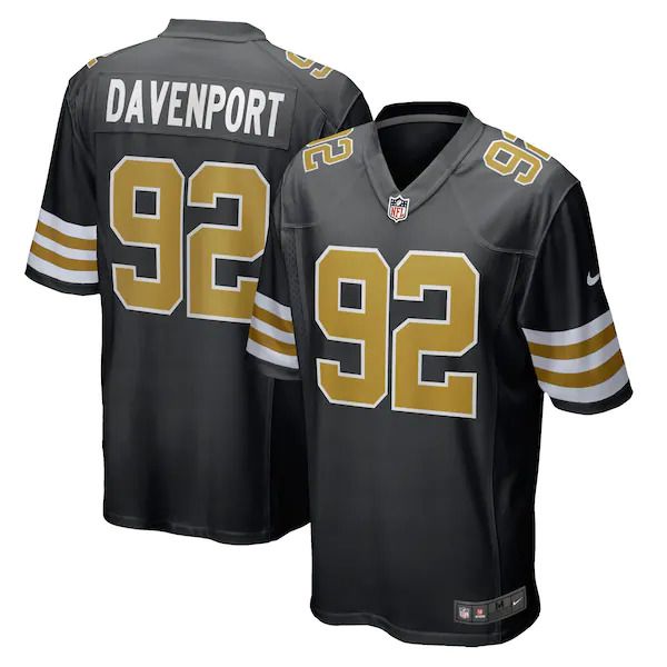 Men New Orleans Saints 92 Marcus Davenport Nike Black Alternate Game NFL Jersey